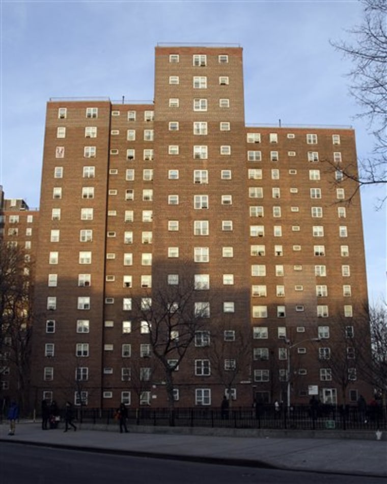 This Wednesday, March 7, 2012 photo shows the building on the Lower East Side of Manhattan where the elite hacker named \"Sabu\" lived in New York.  The hacker that federal authorities say launched cyber-attacks on big corporations and despotic governments, then shocked the Web by informing on his accomplices, lived in a shabby public housing project where the elevator stinks of urine, and spent his time away from the Net caring for the children of an imprisoned aunt. (AP Photo/Mary Altaffer)